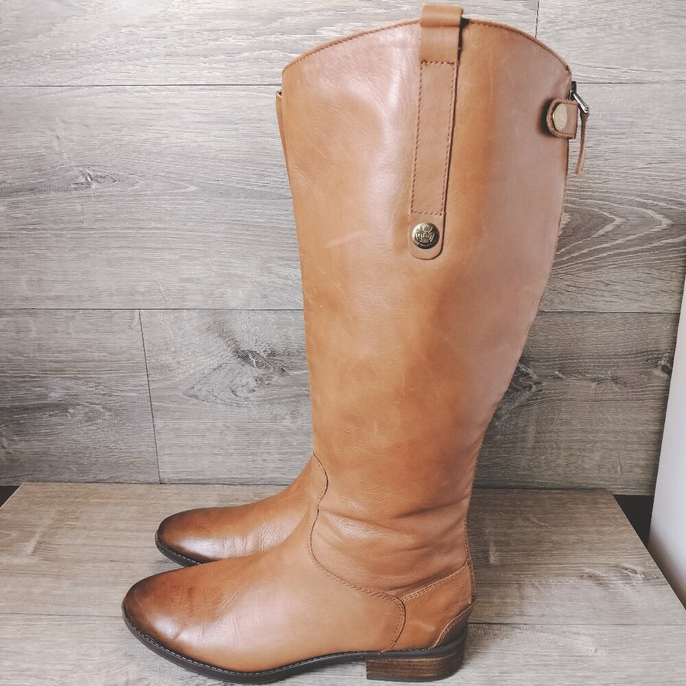 Sam Edelman Penny 2 Leather Knee High Riding Boots Womens 9.5 Brown Wide Calf - Picture 4 of 14